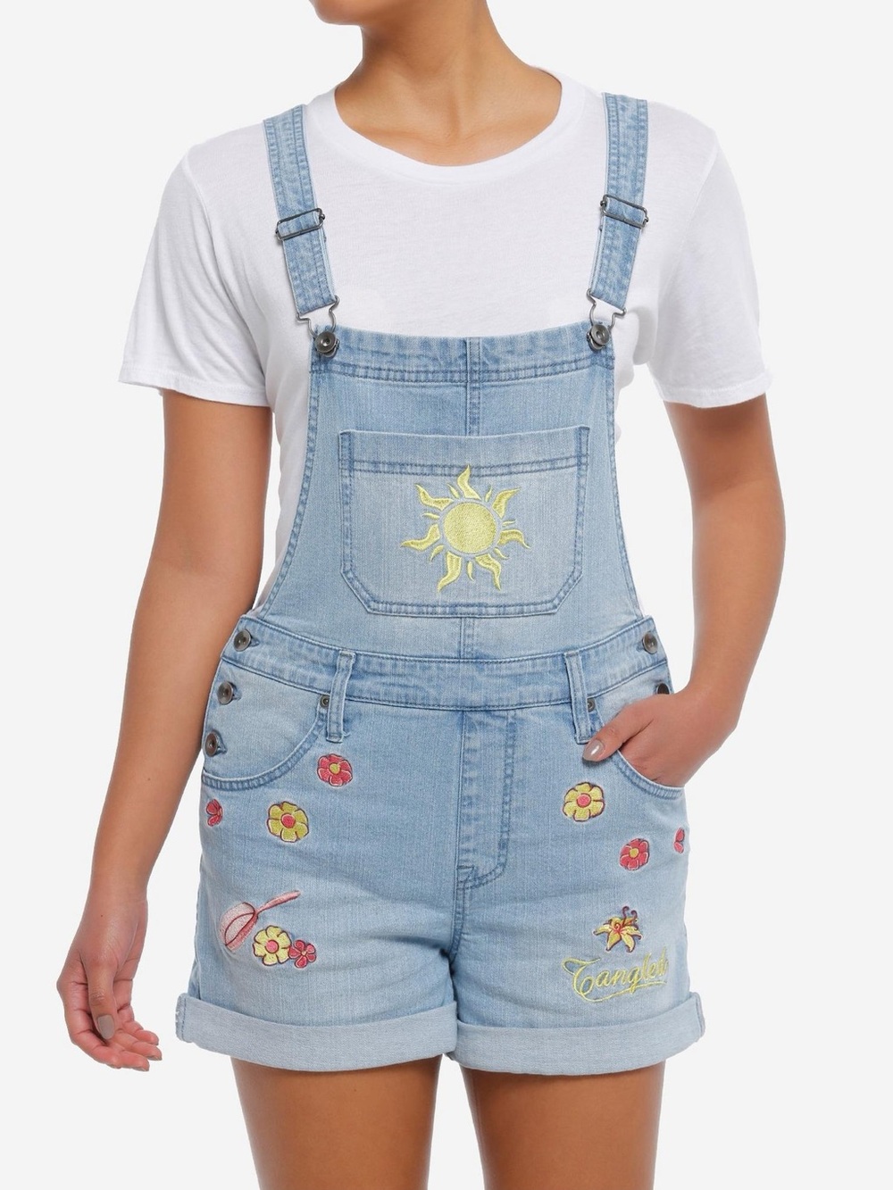 Her Universe Disney Tangled Icons Denim Shortalls Her Universe Exclusive M NWT
